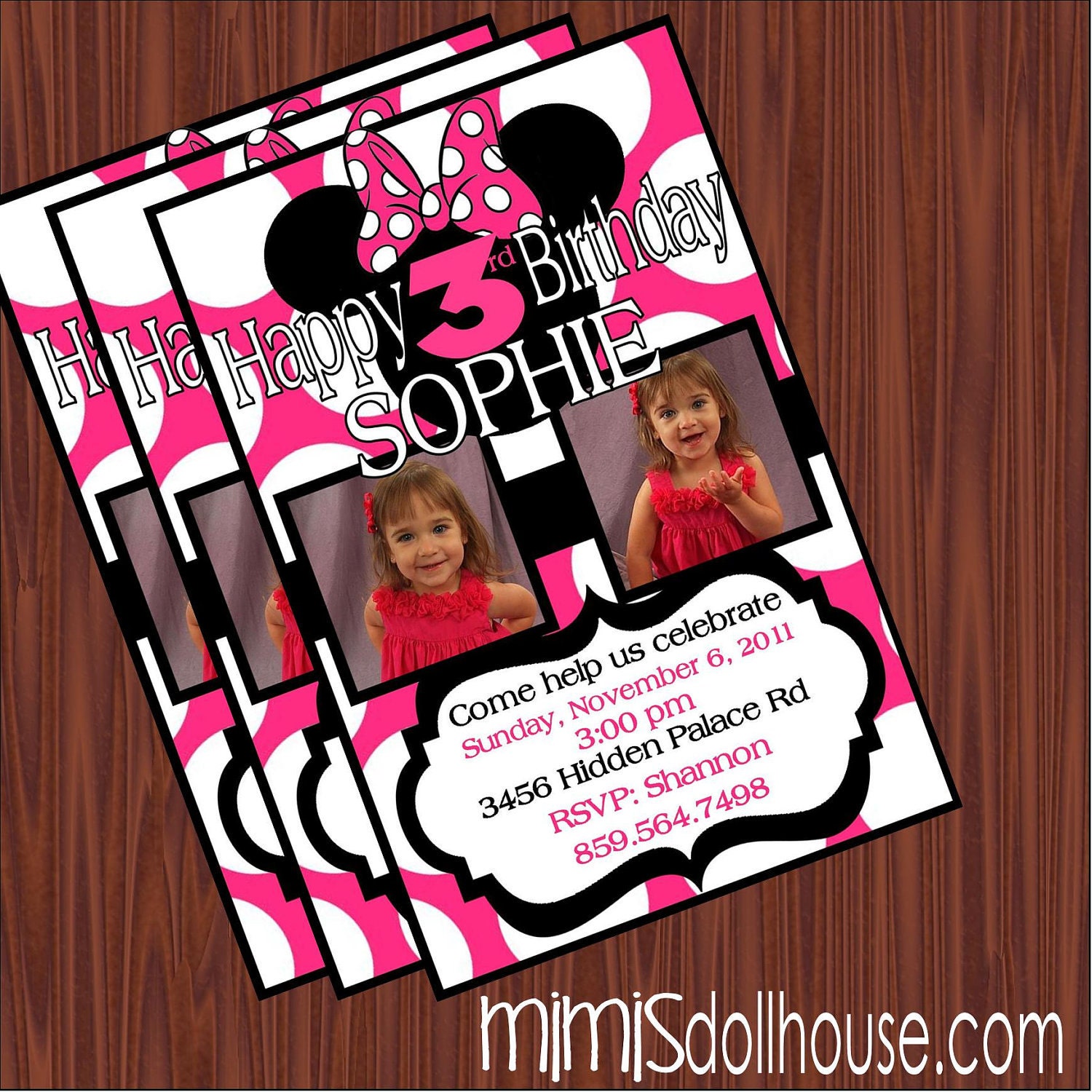 Minnie Mouse Birthday Invitation-Personalized-JPEG/PDF Il_570xn