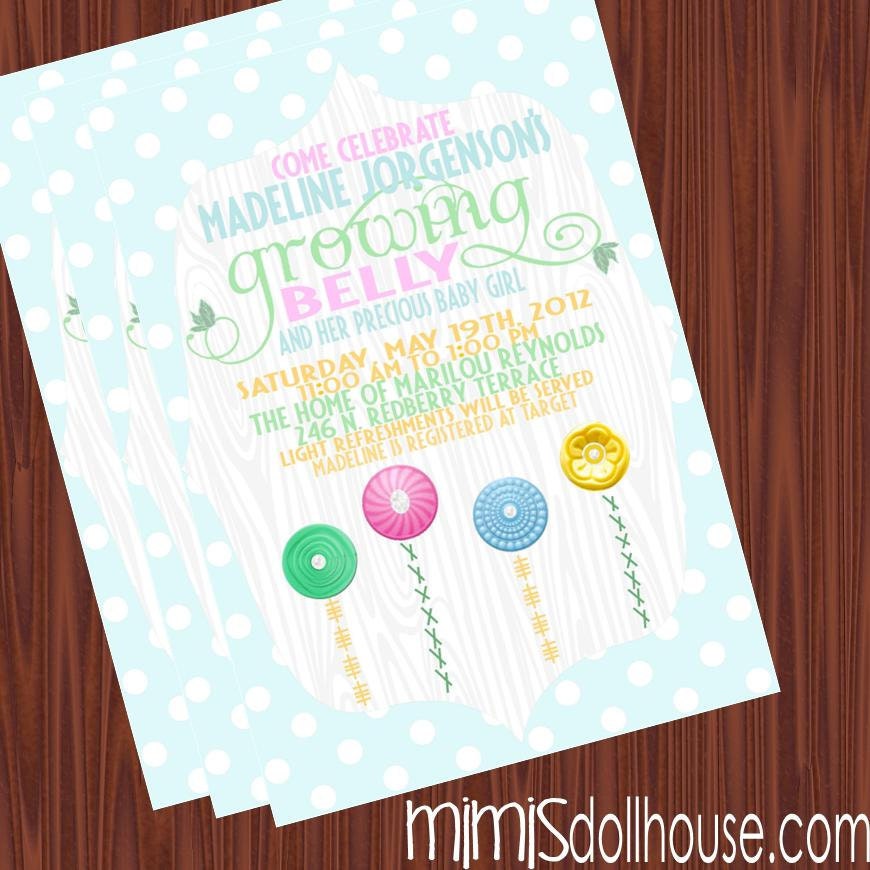 Vintage Garden Invitation- Printable Vintage Button Baby Shower Invitation PDF/JPEG Il_570xn
