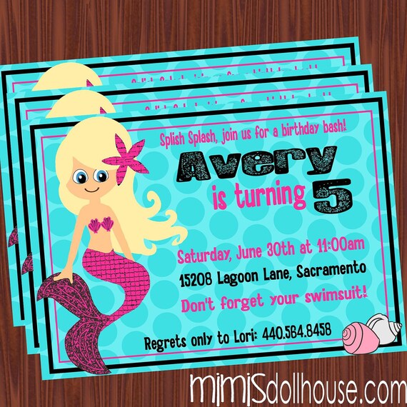 Mermaid Invitation- Mermaid Birthday Invitation PDF/JPEG Il_570xn