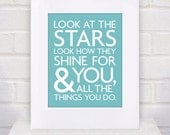 Coldplay Lyrics - Look at the Stars - 11x14 - poster print