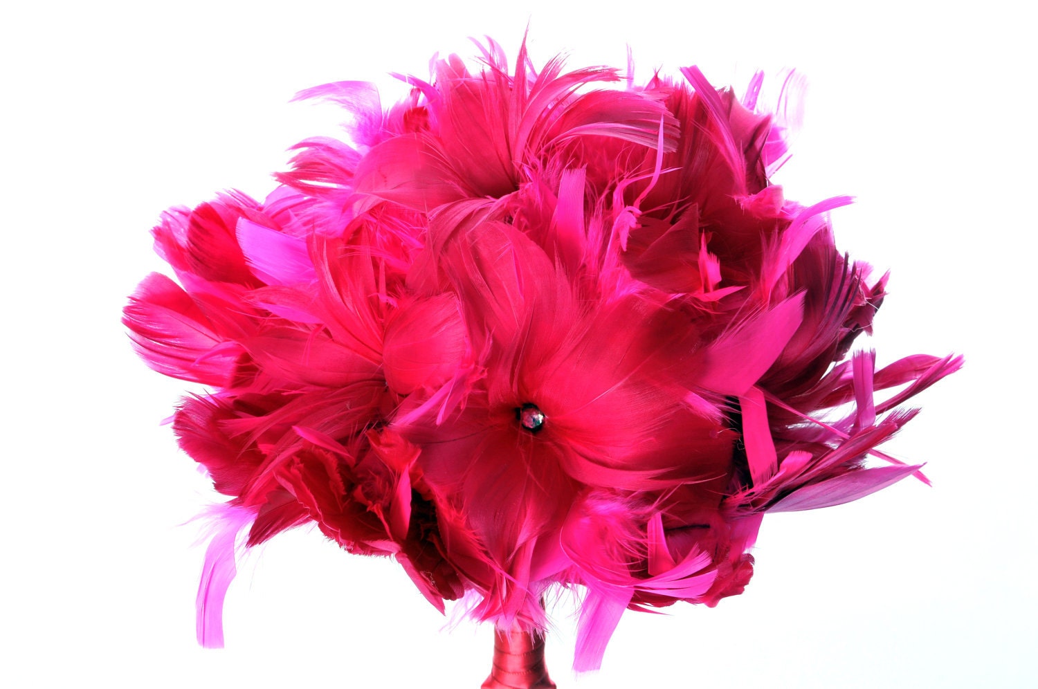 Pink Feather Bouquet, Bridal Bouquet, Feather Wedding Bouquet, Bridesmaid Bouquets, Feather Flowers - DecoraMood
