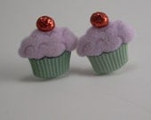 Purple and Green Cupcake Earrings