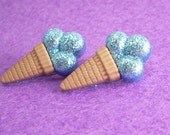 Sparkly Blue Ice Cream Earrings