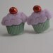 Purple and Green Cupcake Earrings