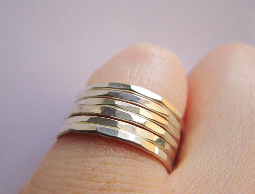 Hammered Stacking Rings - Sterling Silver - Set of three (3)