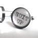 Unique SUIT UP Cufflinks using Real Vintage Typewriter Text- Mens Fashion Black and White Cuff Links- How I Met Your Mother Gift for Him