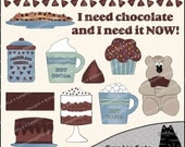 I Need Chocolate Clipart and Graphic Set, Valentine's Day Clipart, Candy Clipart, Dessert Clipart - Digital Scrapbooking Kit