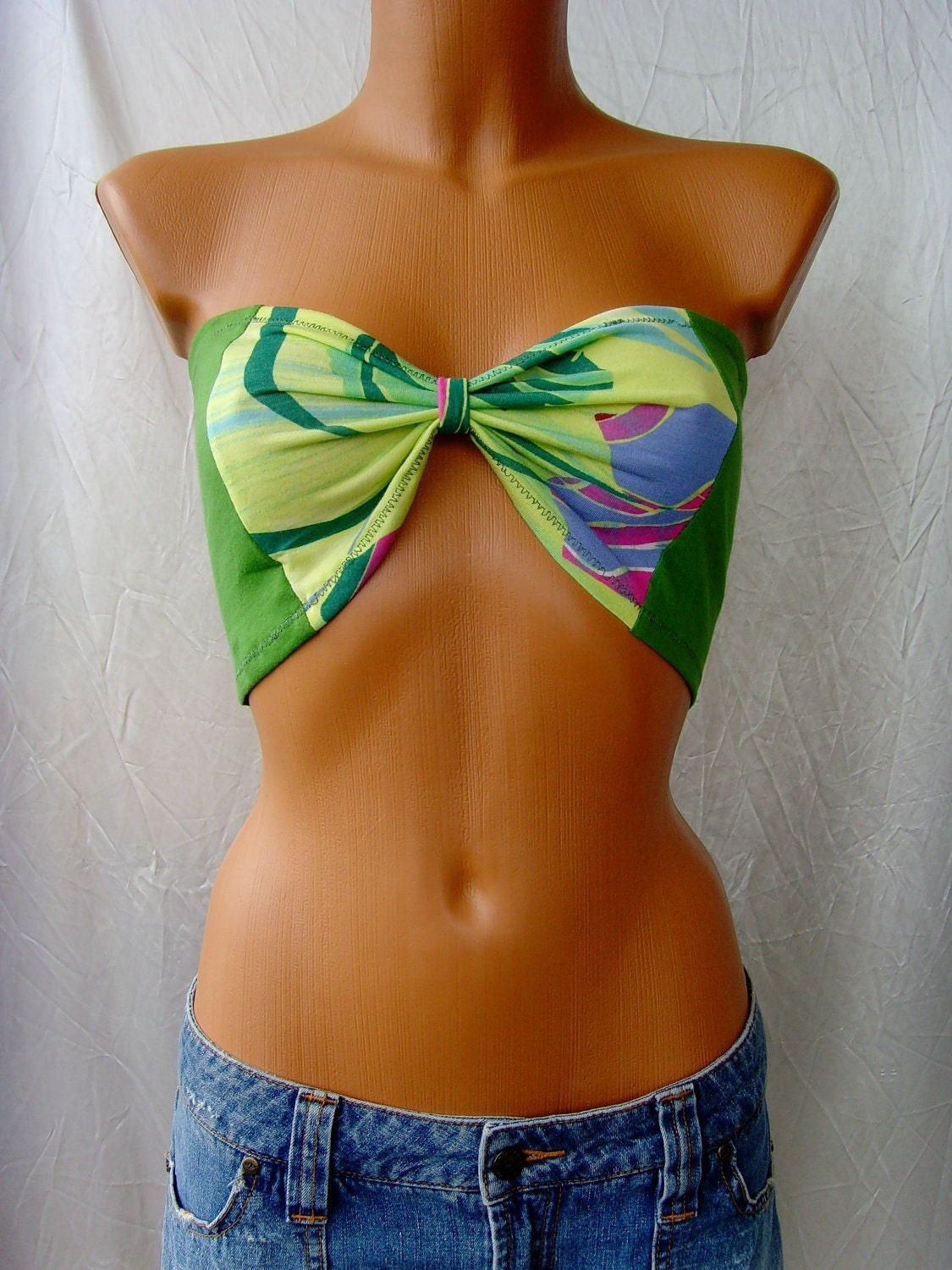 10% discount code cvetinka10 Sexy Sport Bandeau Yoga Summer Beach Bra Tube Strapless Top Forest Kelly green Neon Funny Colours Floral Bow