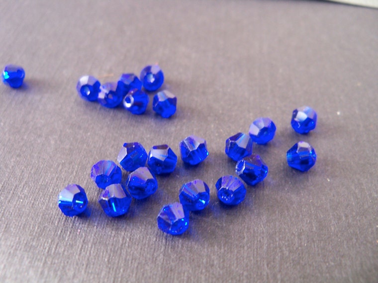 Cobalt Blue Crystal Beads, Bicone, 4mm, 40 beads
