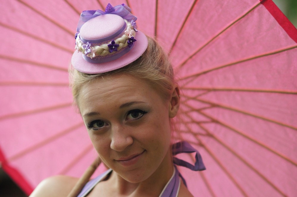 Rapunzel Inspired Mini Top Hat "All Tangled Up" In Pink And Purple -perfect for a trip to Disney