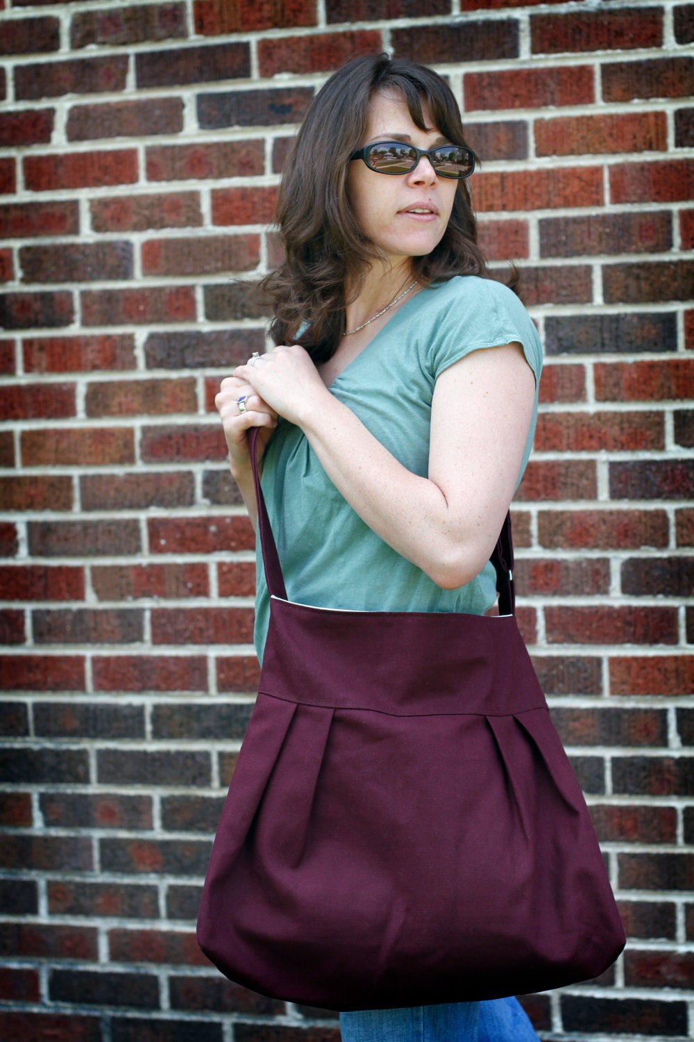 The Market Tote Plum with Ivory Organic Cotton Lining