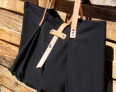 Week-End Bag in Black Canvas and Leather- The Holdall