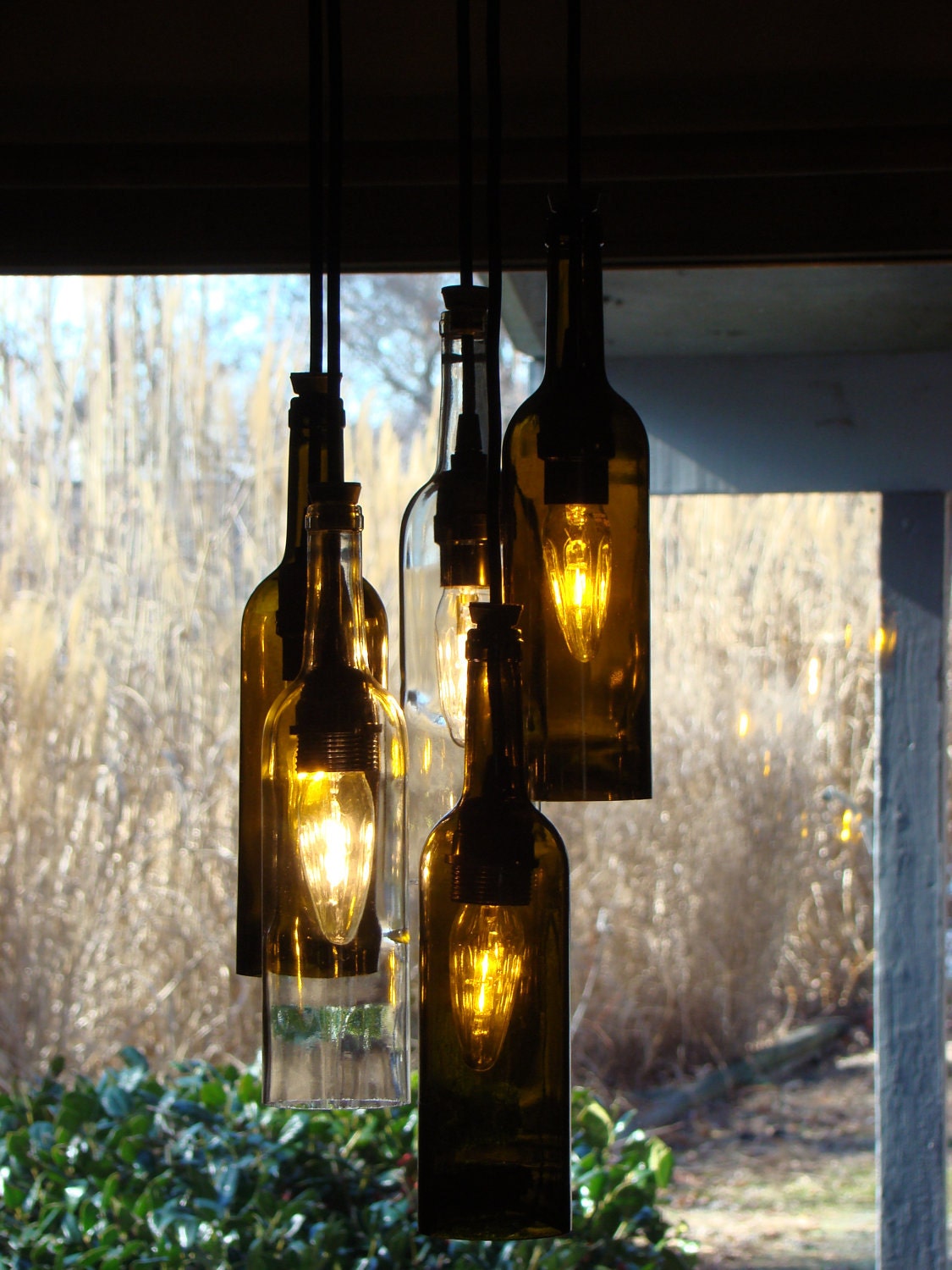 Spiral Wine Bottle Chandelier