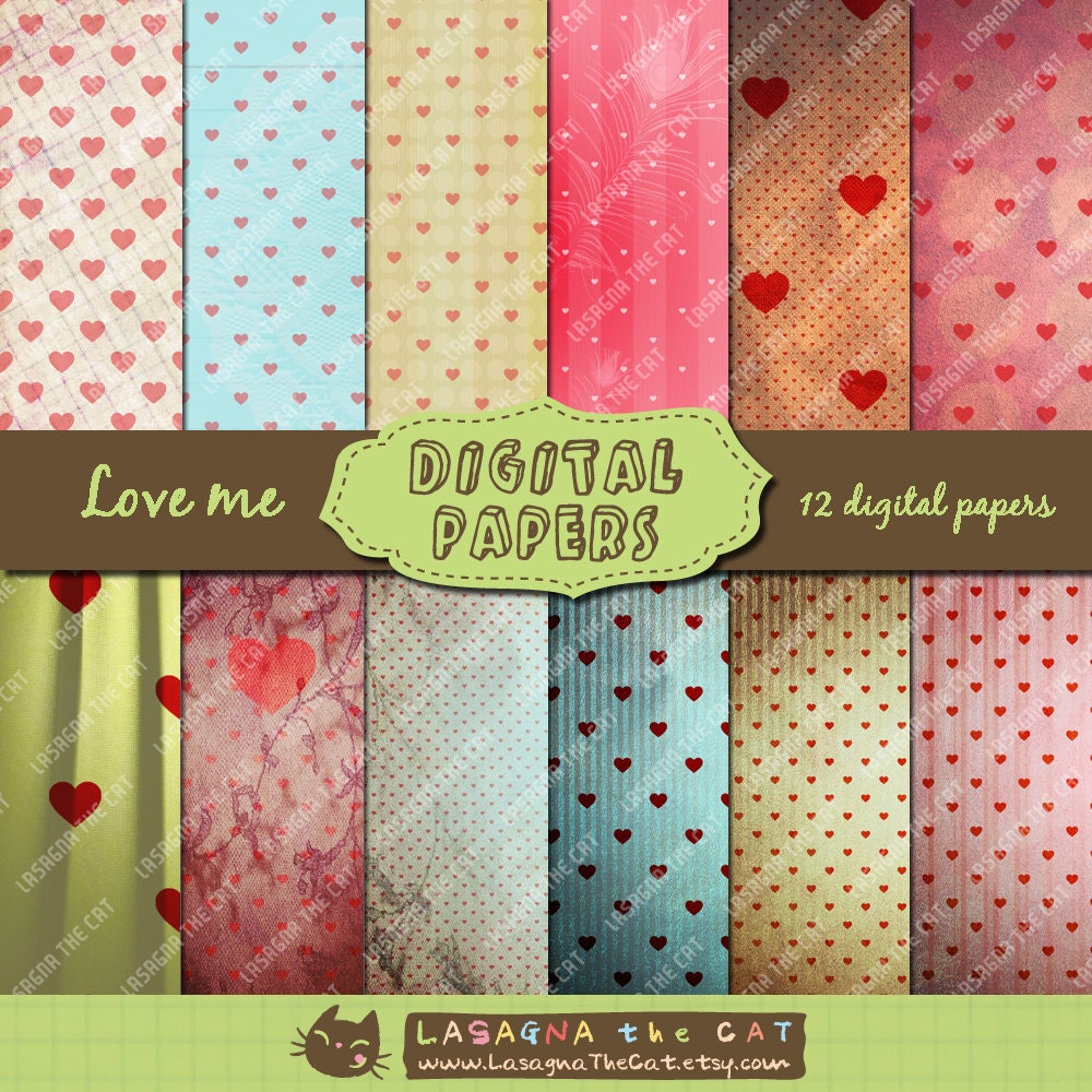 Printable digital papers - Love me scrapbooking, cardmaking, journal making, blog background