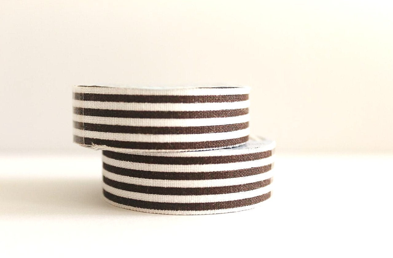 MINI Chocolate White Candy Stripes Fabric Tape - mooseart