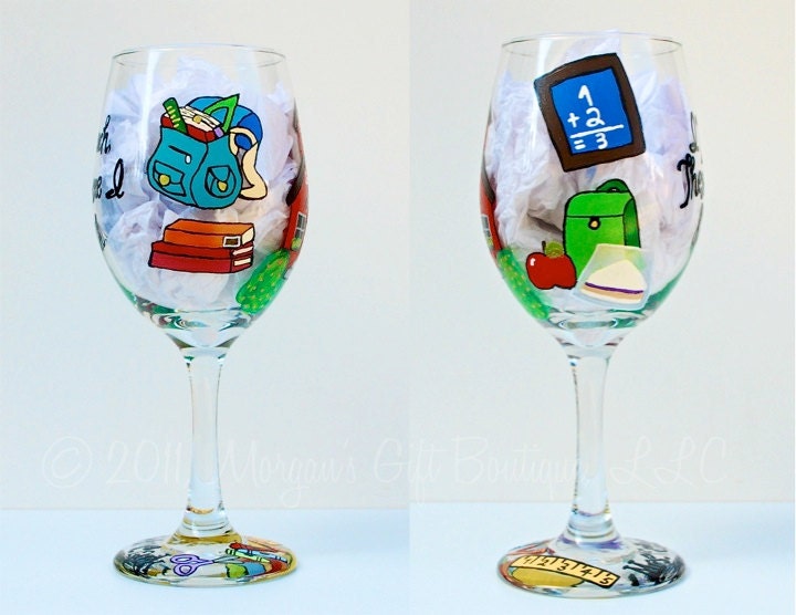 Teacher Hand Painted Wine Glass