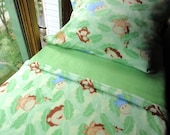 Crib / Toddler Fleece Bedding Set  'Monkey Business' for Boys & Girls  Fits Crib and Toddler Beds