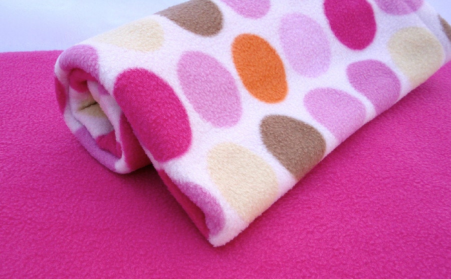 Baby Blanket & Sheet Set PackNPlay Handmade Fleece Bedding Set for Babies 'Ice Creamy' Polka Dot Print