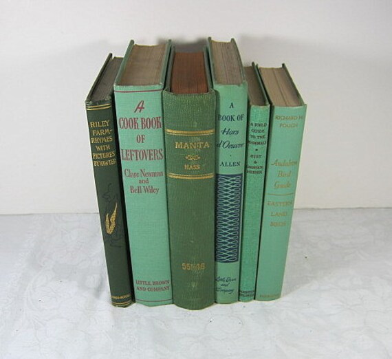 Vintage GREEN BOOKS Instant Collection 40s Decor Props Set/6