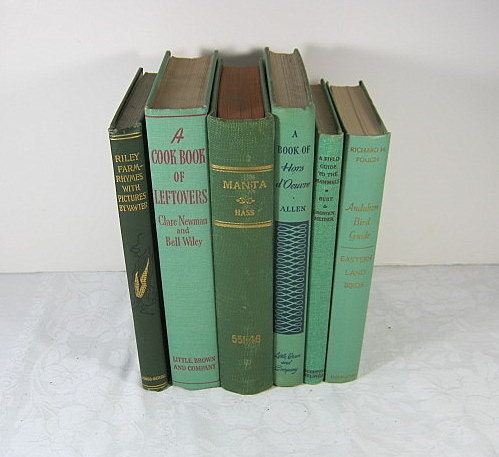 Vintage GREEN BOOKS Instant Collection 40s Decor Props Set/6