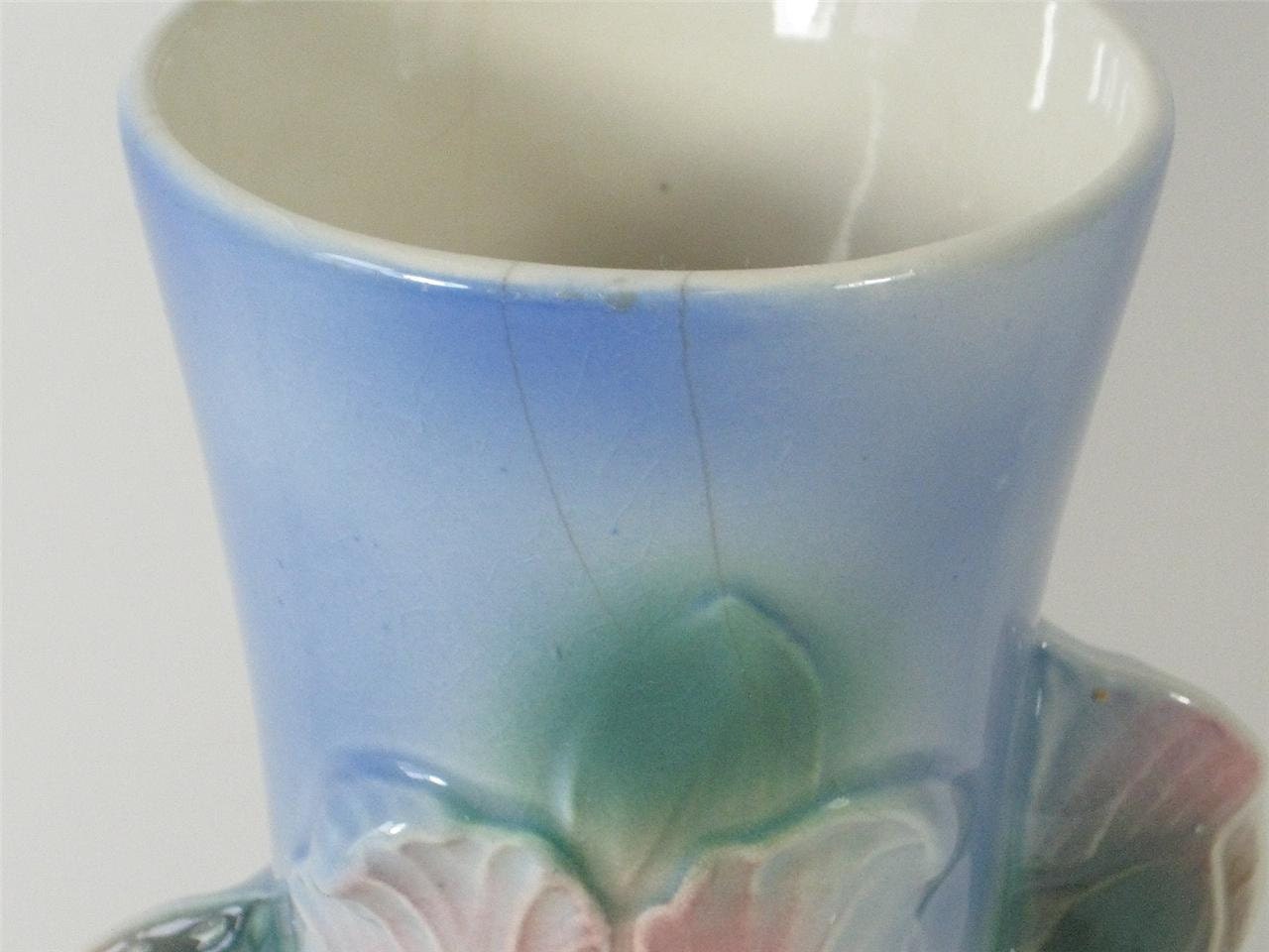 Vintage Dogwood Vase Royal Copley Blue Pink Flowers