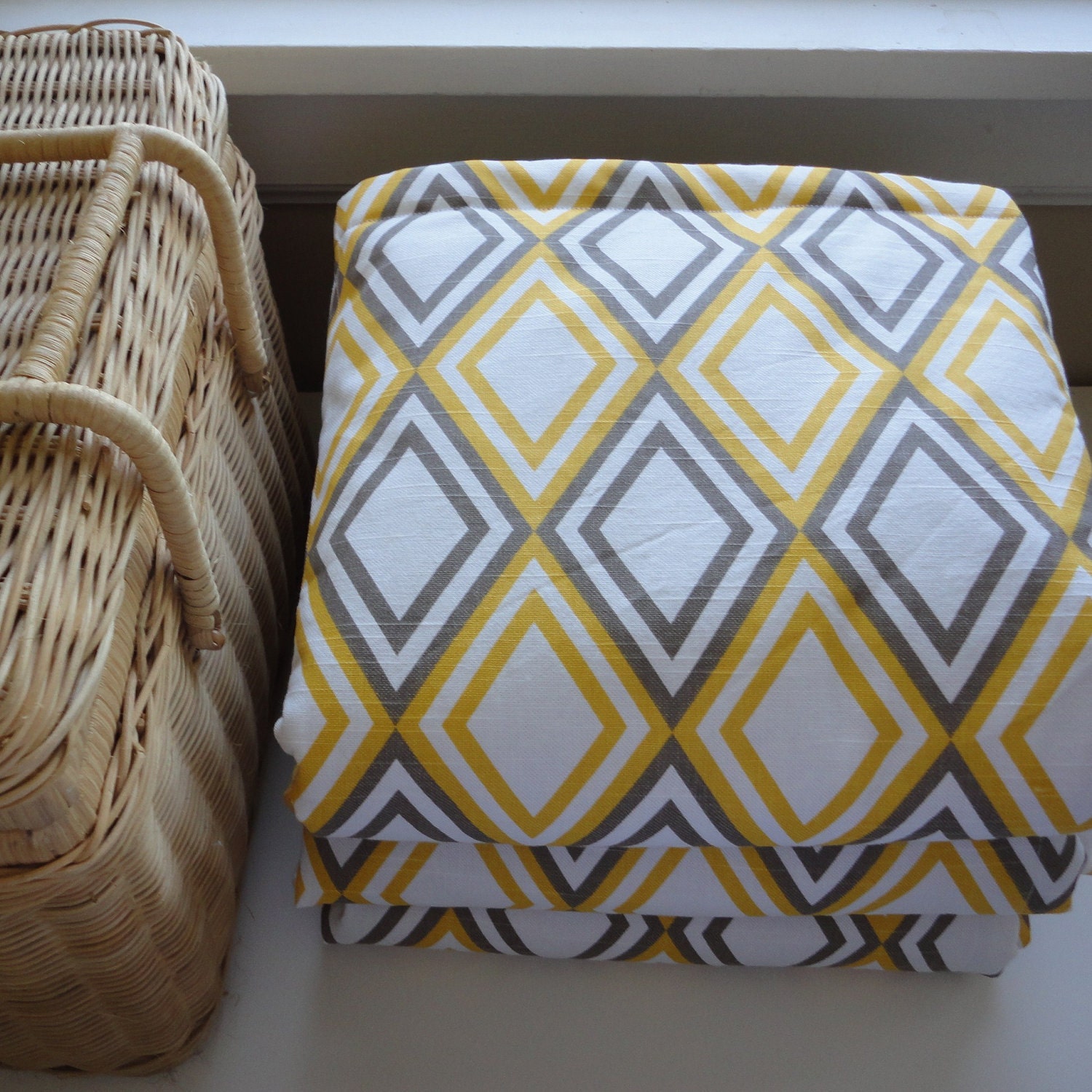 Waterproof Picnic Blanket, Oversized Stumptown Original, Yellow and Slub Diamond