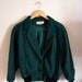 SALE Vintage 1970s or 1980s Emerald Green Striped Wool Letterman Style Jacket Size M