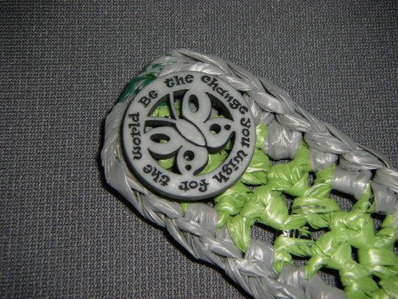 Be The Change Gandhi Quote Plarn Bracelet recycled plastic bags