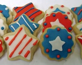 Memorial Day Sugar Cookies - 4th of July - Stars and Stripes - Mini Bites - pfconfections