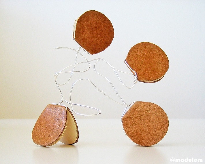 Caramels (sculpture) - leather books, book art, wire art, fine art, original artwork, mixed media art, silver, versatile, spring trends