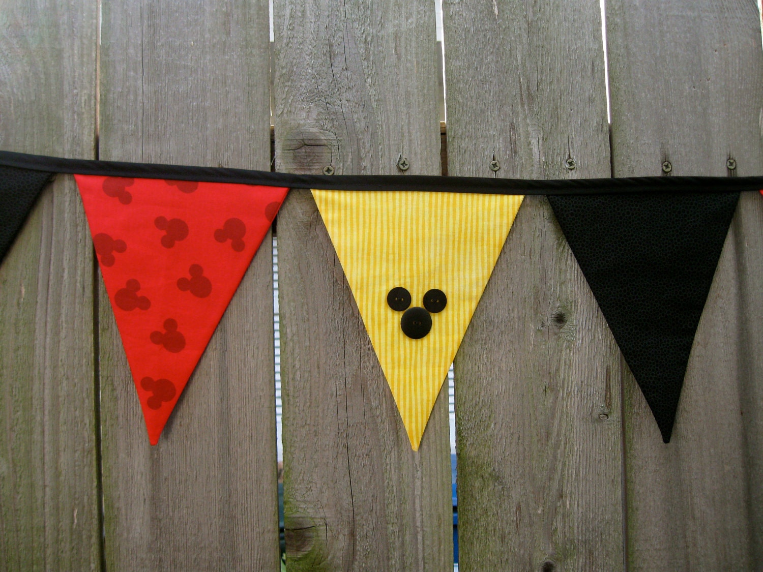 Mickey Mouse (New Pattern) or Minnie Mouse Deluxe Fabric Bunting Banner - Birthday Party Decoration or Disney Room Decor - Ready to Ship