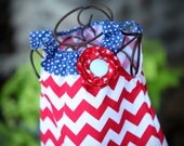3 Cheers for the Red, White and Blue Chevron Ruffle Dress Girls Size 6- months-5T