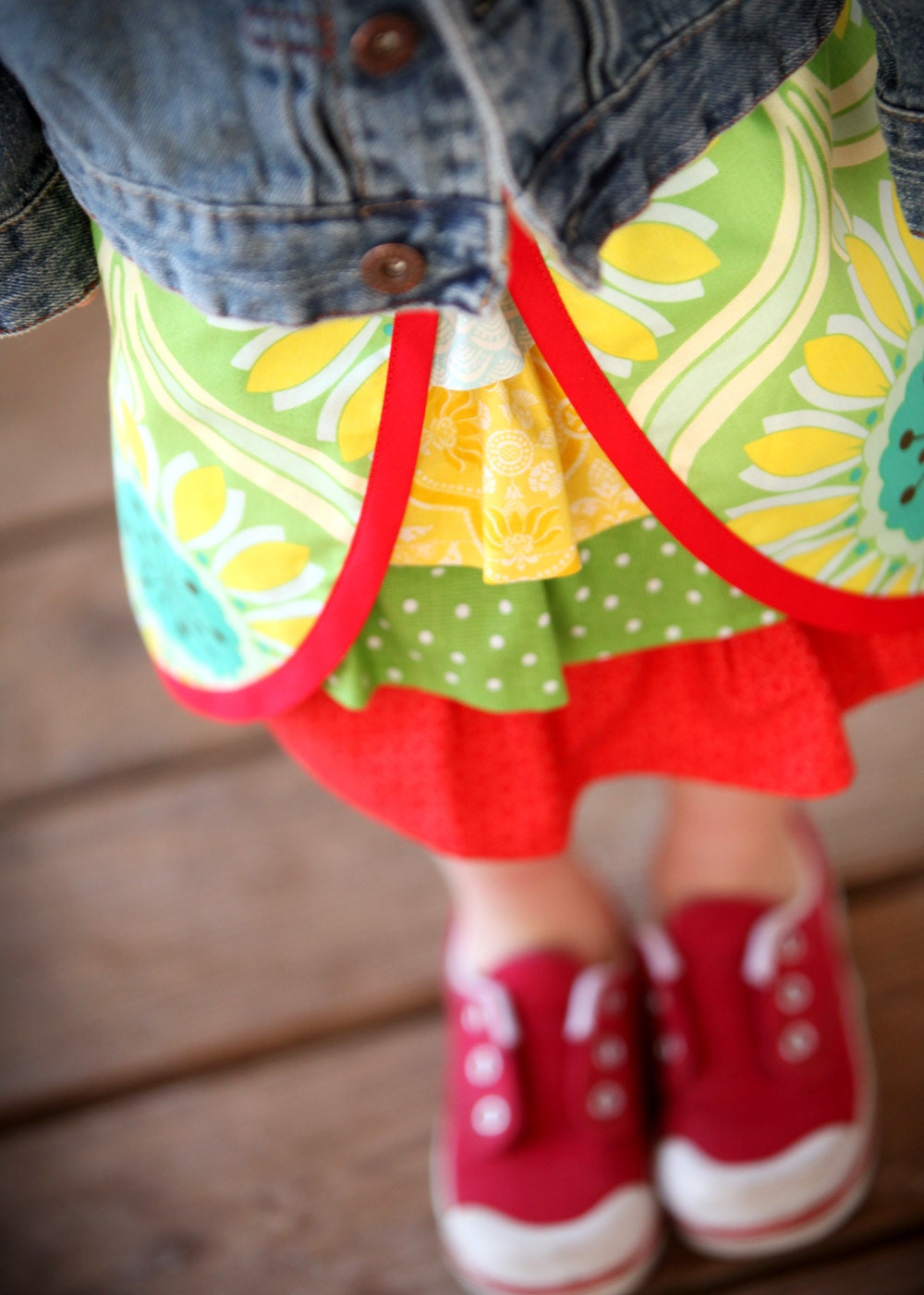 Little girls Peek a boo Ruffle Skirt. Aqua, Green, Red, Yellow. Ready to ship in size 4-5