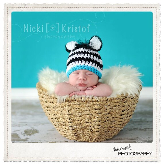 Baby Crochet Boy Zebra Hat Photography Prop Halloween Costume - Treasured Little Creations