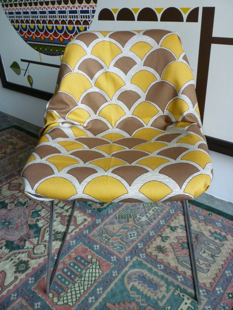 70's vintage mustard brown upholstery fabric