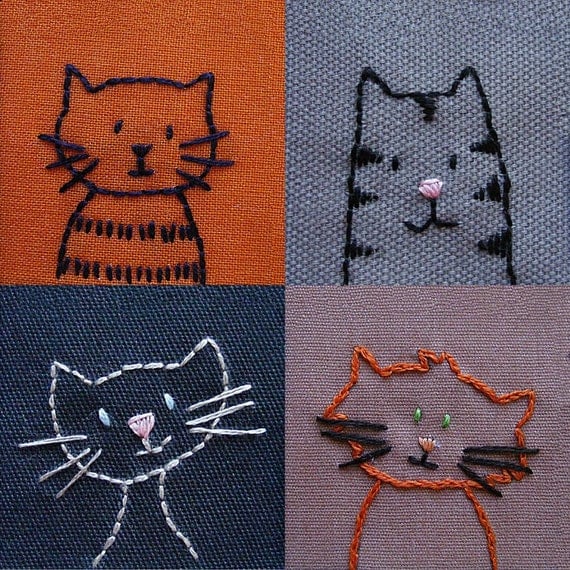 Embroidered Cats - PDF pattern