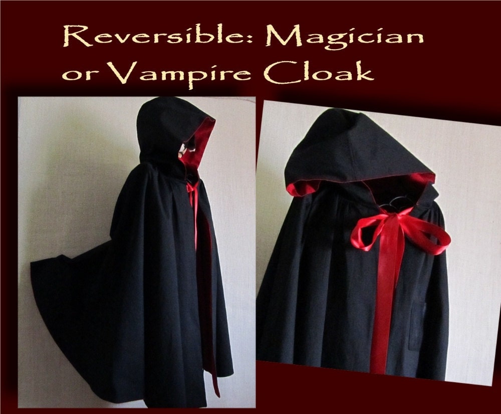 Child's Reversible Little Red Riding Hood Cloak or Cape In Bold Red, size 7 years to 12 years