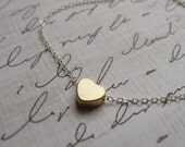 Tiny gold heart necklace - silver and gold necklace - little dainty jewlery