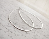 Large hammered silver hoops - silver large hoops - teardrop hoops