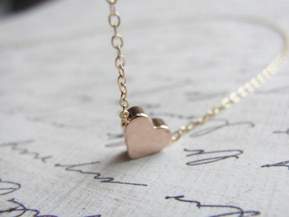Rose gold heart necklace - gold necklace with heart in rose gold