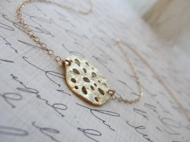 Gold abstract necklace - organic gold necklace - simple nature inspired jewelry