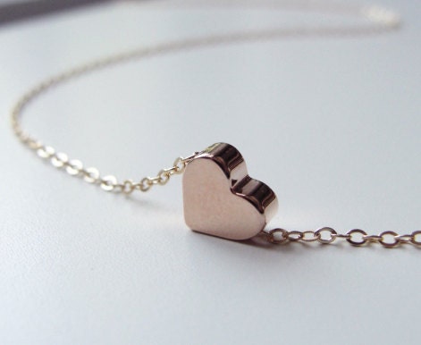 Rose gold heart necklace - gold necklace with heart in rose gold