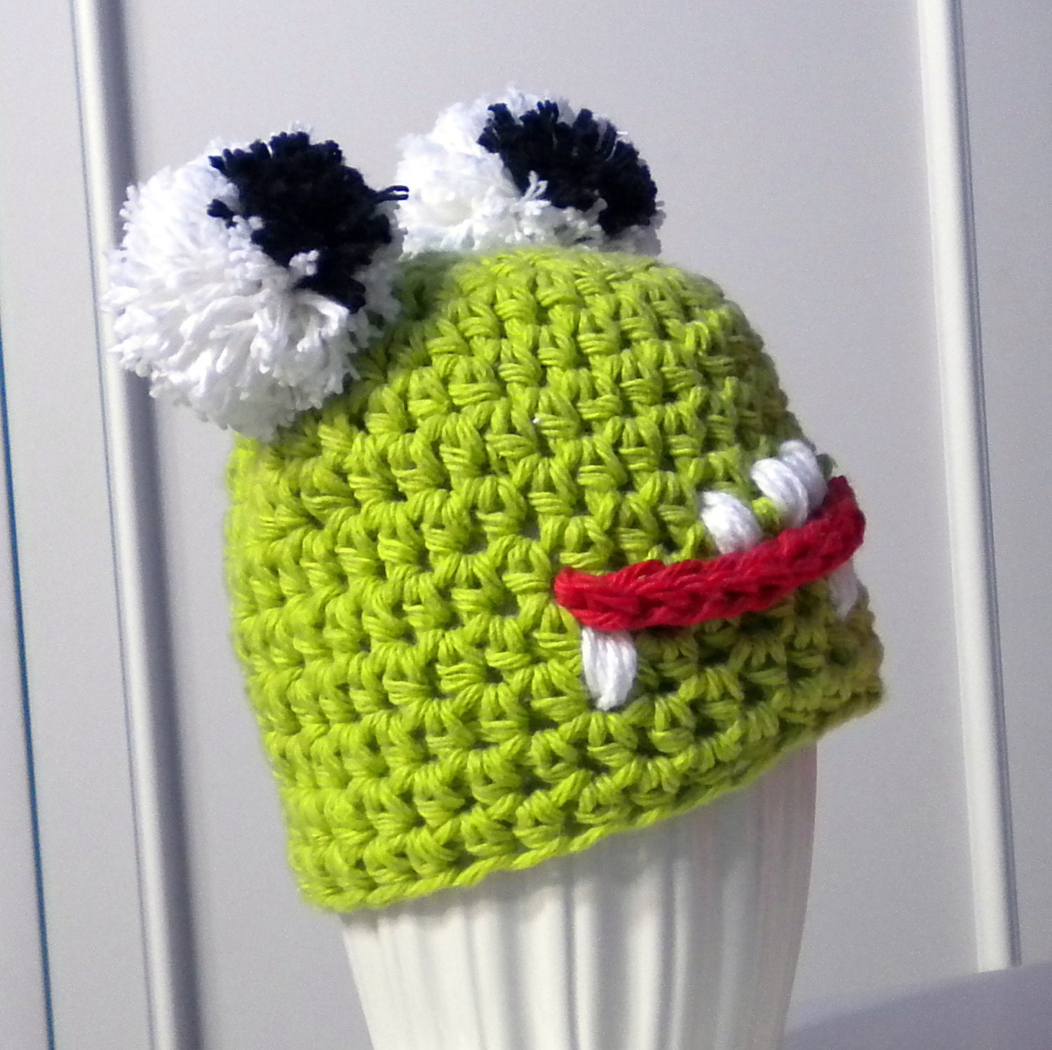 Monster Baby Hat Crocheted Beanie Green