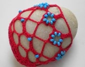 Beaded River Stone - Lace Crochet Beach Rock