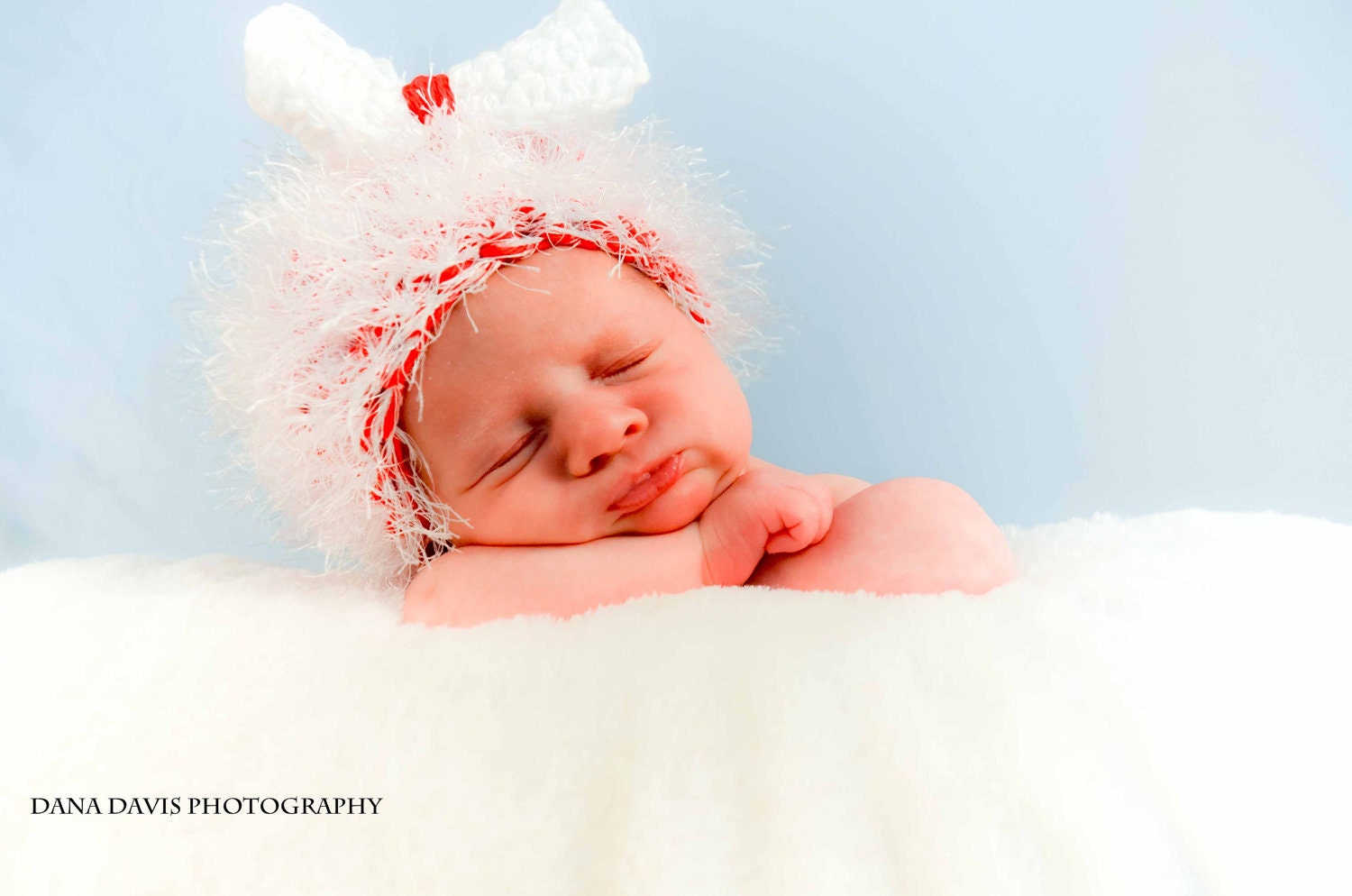 Fuzzy Bow Baby Hat Crocheted Beanie Valentines Day