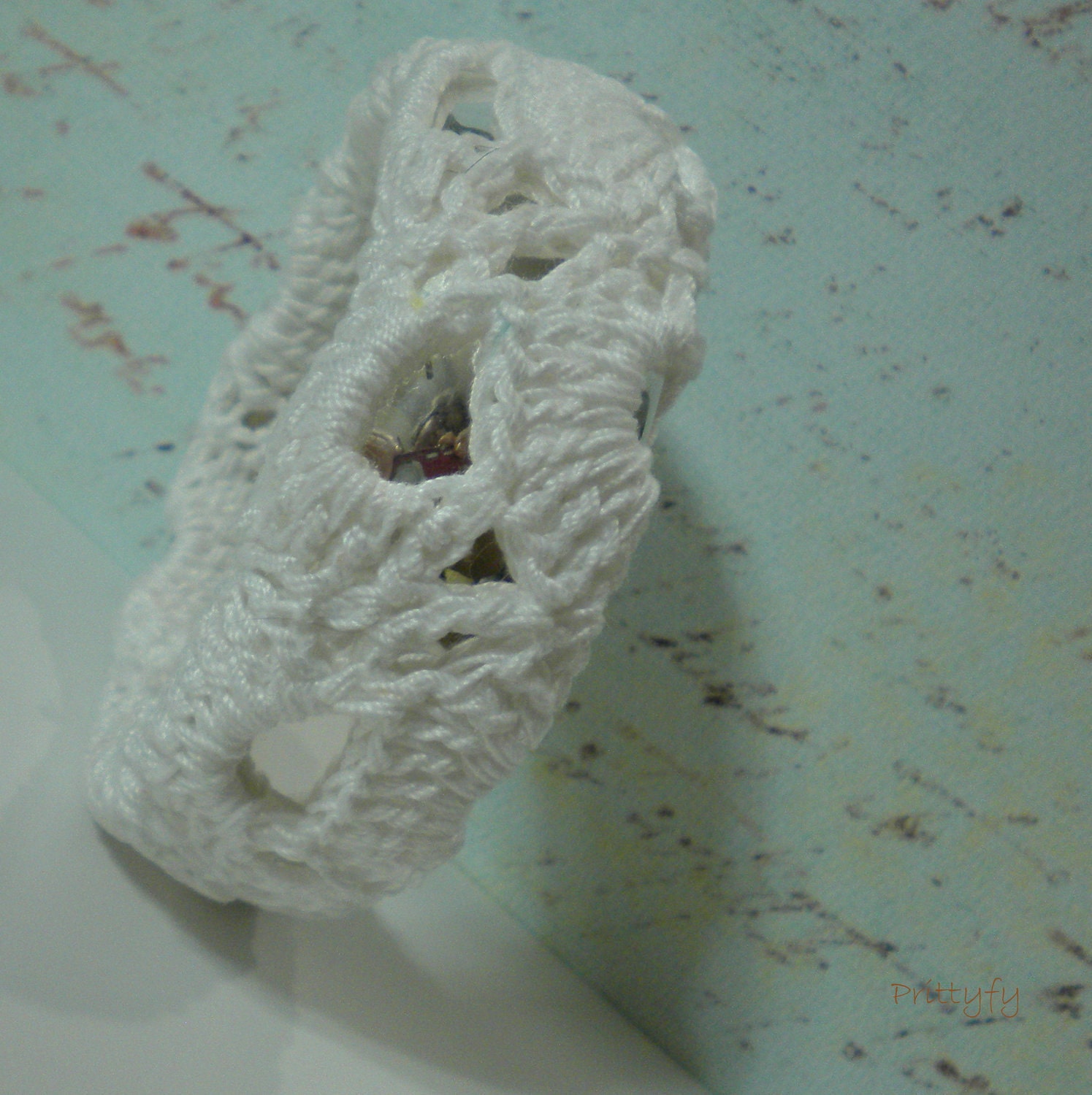 Crochet Lace Bangle Bracelet Silver or Gold