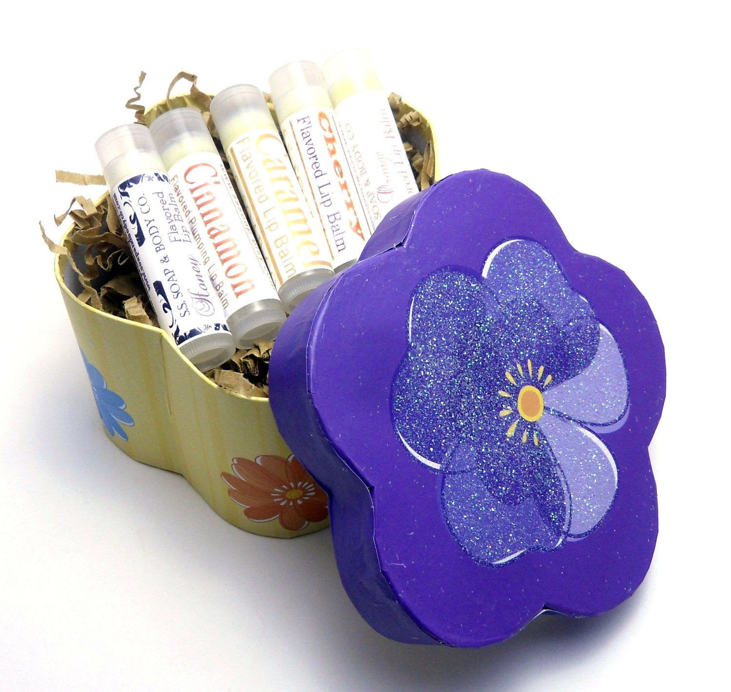 Lip Balm Gift Box - 5 Natural Flavored Lip Balms - Custom