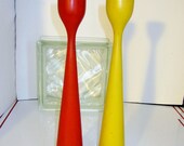 Vintage Danish Mod Candlesticks-1950s Danish Mod Wooden Candlesticks-Mid-Century Mod-Eames Era