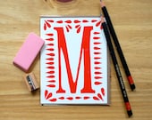 M - Single Hand Block Printed Monogram Card and Envelope