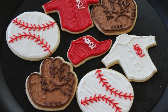 Hand Iced Sugar Cookies St. Louis Cardinal by RedSprinkles on Etsy